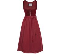 Marjo Dirndl Cherry Chante 65cm Länge | Samtdirndl mit Knöpfen | Chiffon Schürze Froschmäulchenborte Damen (DE/NL/SE/PL, Numerisch, 50, Regular, Regular, weinrot)