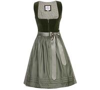 Marjo Dirndl Clara 58cm Länge moos | Samt-Dirndl grün schlicht elegant | Damen Knielang Gr 42