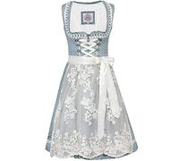 Marjo Dirndl Daria 58cm Länge blau Ecru | Spitzenschürze süß verspielt | Damen Gr 40