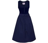 Marjo Dirndl Emmering 70cm Länge | Froschmäulchenborte Froschgroscherl Reißverschluss | Samtdirndl Damen (DE/NL/SE/PL, Numerisch, 38, Regular, Regular, dunkelblau/Marine)