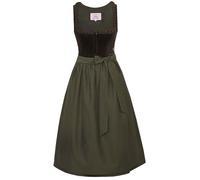 Marjo Dirndl Emmering 70cm Länge | Froschmäulchenborte Froschgroscherl Reißverschluss | Samtdirndl Damen (DE/NL/SE/PL, Numerisch, 44, Regular, Regular, grün/Oliv)