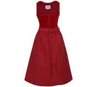 Marjo Dirndl Emmering 75cm Länge | Froschmäulchenborte Froschgroscherl Reißverschluss | Samtdirndl Damen (DE/NL/SE/PL, Numerisch, 44, Regular, Regular, rot)