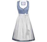 Marjo Dirndl Holly 65er Länge blau Silber | Wildlederimitat Mididirndl schlicht elegant | Damen Gr 44