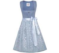 Marjo Dirndl Isa 65cm Länge | Wildlederimitat Mididirndl schlicht elegant | Spitzenschürze Damen (DE/NL/SE/PL, Numerisch, 40, Regular, Regular, hellblau (Light Denim))