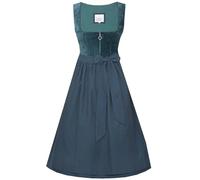 Marjo Dirndl Kirchham 65cm Länge | Samtdirndl mit Reißverschluss | Ton-in-Ton Damen (DE/NL/SE/PL, Numerisch, 38, Regular, Regular, Petrol)