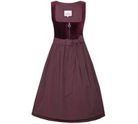 Marjo Dirndl Kirchham 65cm Länge | Samtdirndl mit Reißverschluss | Ton-in-Ton Damen (DE/NL/SE/PL, Numerisch, 40, Regular, Regular, weinrot)