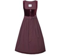 Marjo Dirndl Kirchham 75cm Länge | Samtdirndl mit Reißverschluss | Ton-in-Ton Damen (DE/NL/SE/PL, Numerisch, 40, Regular, Regular, weinrot)
