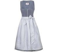 Marjo Dirndl Marlene 70cm Länge grau-blau | Samt-Dirndl Midi mit Knöpfen | Mididirndl Ton-in-Ton (DE/NL/SE/PL, Numerisch, 38, Regular, Regular, grau)