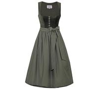 Marjo Dirndl Nußdorf 70cm Länge | Mididirndl mit Knöpfen | Samtdirndl Damen (DE/NL/SE/PL, Numerisch, 42, Regular, Regular, Oliv)