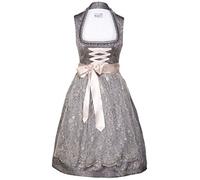 MarJo Dirndl Perla anthrazit bleu 58er Länge 65er Länge Spitzenschürze elegant (Anthrazit 58er Länge, 44)