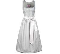 Marjo Dirndl Reisbach 75cm Länge | Leo Muster Midi-Dirndl mit Knöpfen | Damen Midi (DE/NL/SE/PL, Numerisch, 40, Regular, Regular, 75cm Länge Gletscher)