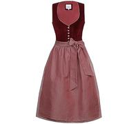 Marjo Dirndl Rosa 68cm Länge weinrot | Samt-Dirndl Midi mit Knöpfen | Mididirndl Ton-in-Ton Gr 40