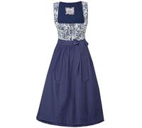 Marjo Dirndl Steinfeld 70cm Länge Marine | Mididirndl für Damen mit Muster (DE/NL/SE/PL, Numerisch, 32, Regular, Regular, Marine)
