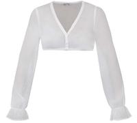 Marjo Dirndlbluse Arnstein | Langarm V-Ausschnitt | Damen Dirndl-Bluse aus Chiffon (DE/NL/SE/PL, Numerisch, 42, Regular, Regular, weiß)