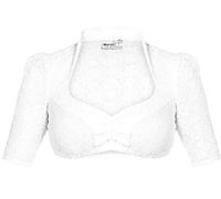 MarJo Dirndlbluse Becca Emma Creme Spitzenbluse floral mit Raffung (weiß, 34)