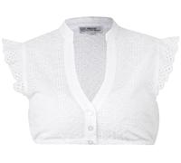 Marjo Dirndlbluse Kemmern Lochmuster | Flügelarm V-Ausschnitt Damen | Rüschen Ecru (DE/NL/SE/PL, Numerisch, 38, Regular, Regular, weiß)