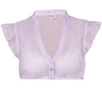 Marjo Dirndlbluse Waldbrunn | Flügelarm V-Ausschnitt Damen | Rüschen-Arm (DE/NL/SE/PL, Numerisch, 38, Regular, Regular, Flieder)