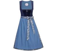 Marjo Samt-Dirndl Irsee | Dirndl aus Samt mit Plissee-Schürze | Damen (DE/NL/SE/PL, Numerisch, 42, Regular, Regular, Nachtblau)