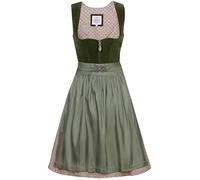 Marjo Samt-Dirndl Pia | Dirndl Knielang grün schlicht elegant | Damen (DE/NL/SE/PL, Numerisch, 42, Regular, Regular, moos Altrosa 58cm Länge)