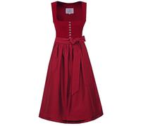 MarJo Trachten Damen Dirndl Nussdorf in Kirsche | Edles Midi Dirndl mit Samtmieder, Balconette-Ausschnitt | Inkl. Schürze | Rocklänge 70 cm (DE/NL/SE/PL, Numerisch, 44, Regular, Regular)
