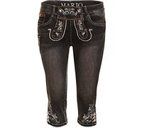 MarJo Trachtenjeans Franziska Kniebund schwarz | Jeans im Lederhosen-Stil | Skinny Damen Gr. 32