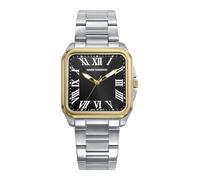 Mark Maddox HM0153-52 Herrenuhr, analog, drei Zeiger, Gehäuse Bitono Stahl und IP-Gold, schwarzes Zifferblatt mit römischen Ziffern, Armband aus Stahl