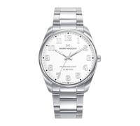 Mark Maddox HM1029-05 Herrenuhr, analog, drei Zeiger, 41 mm, Gehäuse und Armband aus Stahl, weißes Zifferblatt mit arabischen Zahlen, WR 50 m