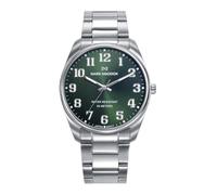 Mark Maddox HM1029-65 Herrenuhr, analog, drei Zeiger, 41 mm, Gehäuse und Armband aus Stahl, grünes Zifferblatt mit arabischen Ziffern, WR 50 m
