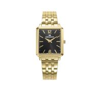 Mark Maddox MM0142-55 Damen-Armbanduhr, analog, zwei Zeiger, Gehäuse und Armband aus vergoldetem Stahl, schwarzes Zifferblatt mit arabischen Zahlen, Mineralglas