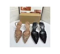 Marke Hochhackige Formale Party Schuhe für Dame Luxus Pailletten Perle Stiletto Elengat Mesh Slingbacks 2025 Frauen Moderne Sandalen Halloween