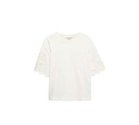 Marks & Spencer Kastiges T-Shirt Aus Reiner Baumwolle Mit Lochstickerei Damen Sanftes Weiss UK 16 (EU 44)
