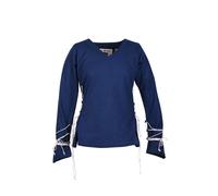 Markt-Mittelalter Bluse Aila geschnürt Blau Größe S