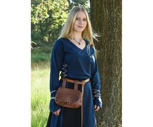 Markt-Mittelalter Bluse Aila geschnürt Blau Größe S