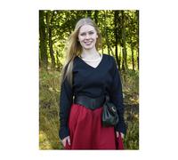 Battle-Merchant Mittelalter Bluse Aila mit Schnürung div. Farben S-XXL - Renaissance LARP Wikinger Damen (Schwarz, XXL)
