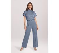 Marlene-Hose BETTY BARCLAY "Damen mit elastischem Bund", Damen, Gr. 42, Normalgrößen, blau (infinity), Satin, Obermaterial: 100% Polyester, weit lang, Hosen (11936855-42) infinity