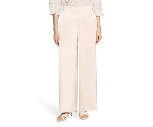 Marlene-Hose BETTY BARCLAY "Damen mit elastischem Bund", Damen, Gr. 42, Normalgrößen, grau beige, Satin, Obermaterial: 100% Polyester, weit lang, Hosen (96101760-42) grau beige