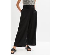 Marlene-Hose BONPRIX, Damen, Gr. 44, N-Gr, schwarz (schwarz (länge: regulär)), Web, Obermaterial: 55% Leinen, 45% Viskose, unifarben, loose fit knöchellang, Hosen, Mix aus Leinen und Viskose, gesmokte