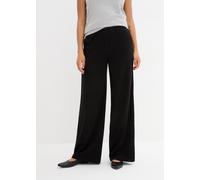 Marlene-Hose BONPRIX, Damen, Gr. 50, N-Gr, schwarz, Obermaterial: 66% Polyester, 33% Viskose, 1% Elasthan. Taschenfutter: 100% Polyester, loose fit, Hosen, weit geschnitten, Loose fit Passform, High-W
