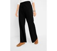 Marlene-Hose BONPRIX, Damen, Gr. 52, K-Gr, schwarz (länge: kurz), Web, Obermaterial: 95% Polyester, 5% Elasthan, unifarben, festlich, regular fit lang, Hosen, mit weitem Bein, Bügelfalte und bequemem 