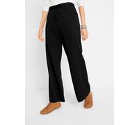Marlene-Hose BONPRIX, Damen, Gr. 52, N-Gr, schwarz (länge: regulär), Web, Obermaterial: 95% Polyester, 5% Elasthan, unifarben, festlich, regular fit lang, Hosen, mit weitem Bein, Bügelfalte und bequem