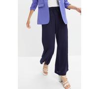 Marlene-Hose BONPRIX "Marlenehose aus fließender Viskose", Damen, Gr. 38, N-Gr, blau (dunkelblau), Obermaterial: 100% Viskose, loose fit, Hosen, aus Viskose, lockere Passform, mit Bindeband, lässiger