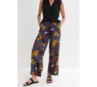 Marlene-Hose BONPRIX "Marlenehose aus reiner Viskose", Damen, Gr. 50, N-Gr, grau (dunkelgrau bedruckt), Obermaterial: 100% Viskose, loose fit, Hosen Marlene-Hose, aus Viskose, Loose Fit, weiter Beinve