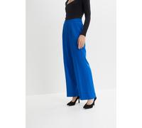 Marlene-Hose BONPRIX "Marlenehose", Damen, Gr. 48, N-Gr, blau (arktikblau), Obermaterial: 95% Polyester, 5% Elasthan, loose fit, Hosen, aus Polyester und Elasthan, Loose fit Passform, femininer Stil (