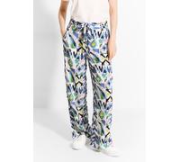 Marlene-Hose CECIL, Damen, Gr. L, Länge 30, weiß (vanilleweiß), Stoff, 100% Viskose, bedruckt, loose fit lang, Hosen, Elastikbund mit Stoffgürtel (88795702-L) vanilleweiß