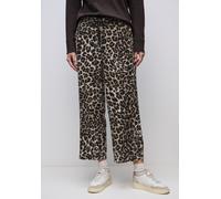 Marlene-Hose STREET ONE, Damen, Gr. 46, Länge 26, schwarz, Stoff, 100% Viskose, bedruckt, loose fit knöchelfrei, Hosen, High Waist (62605336-46) schwarz