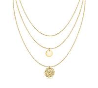 MARLION JEWELS Kette für damen dreifach mit zwei Medaillons. Halskette aus vergoldetem/versilbertem Chirurgenstahl ideal als Geschenk. Schmuck Damen (Vergoldung)