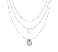 MARLION JEWELS Kette für damen dreifach mit zwei Medaillons. Halskette aus vergoldetem/versilbertem Chirurgenstahl ideal als Geschenk. Schmuck Damen (Versilberung)