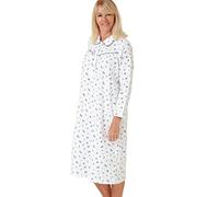Marlon Damen Womens Candace Brushed Cotton Printed Peter Pan Collar Nightgown Nachthemd, Nina Ocean Blue, 20-22