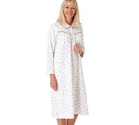 Marlon Damen Womens Candace Brushed Cotton Printed Peter Pan Collar Nightgown Nachthemd, Nina Spice Red, 24-26