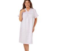 Marlon Damen Womens Carlotta Easy-Care Frill Trim Woven Nightdress Nachthemd, Rosa Wirbel, 20-22